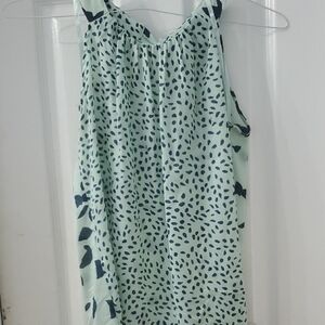 New York & Company Mint Green and Navy Blouse